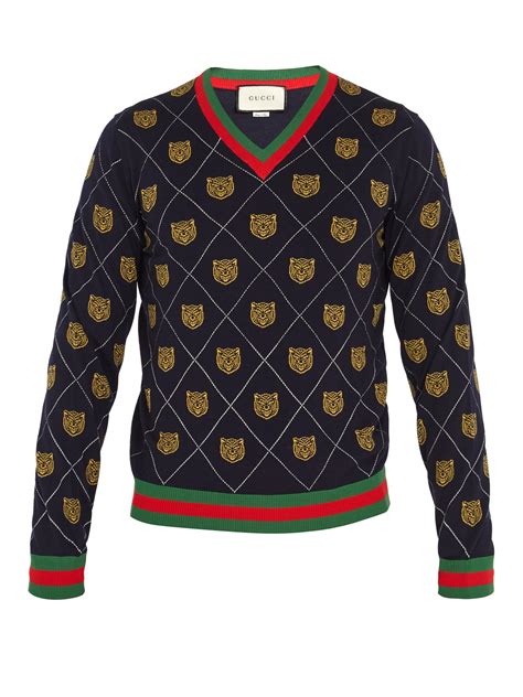 blue gucci wool sweater|gucci sweater black and red.